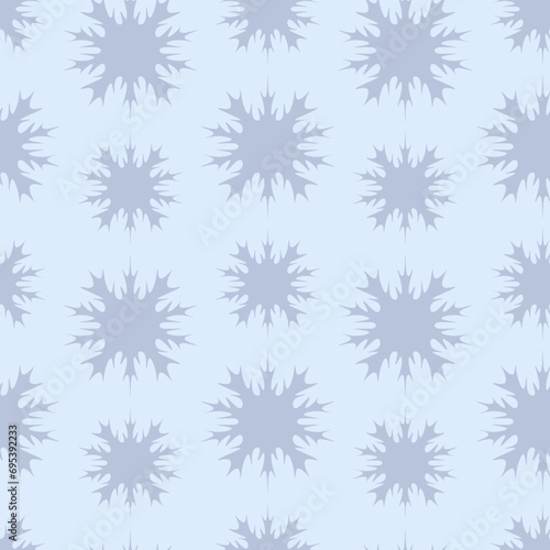 Snowflakes. Seamless vector pattern. Fragile purple crystals of bizarre shape. Endlessly repeating pattern. Crystals on an isolated purple background. Christmas decorative element. Idea for packaging,