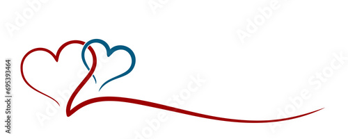 The symbol of stylized red and blue hearts.
