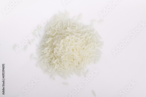 High contrast rice grains on white background.