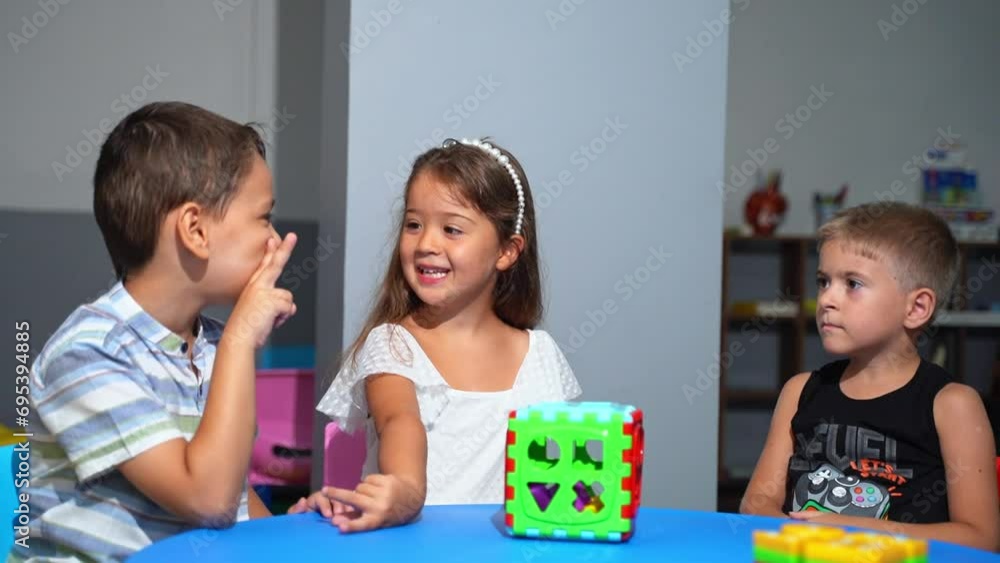 Preschool-aged children immerse themselves in captivating tasks, solving logic puzzles, and refining fine motor skills during engaging developmental sessions. Kids studying in classroom Preschool-aged children immerse themselves in captivating tasks, solving logic puzzles, and refining fine motor skills during engaging developmental sessions. Kids studying in classroom
