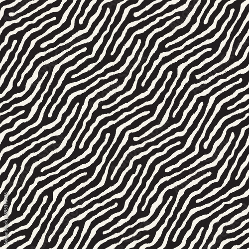 Vector seamless hand-painted pattern. Abstract decorative background with brush strokes. Monochrome hand-drawn texture.