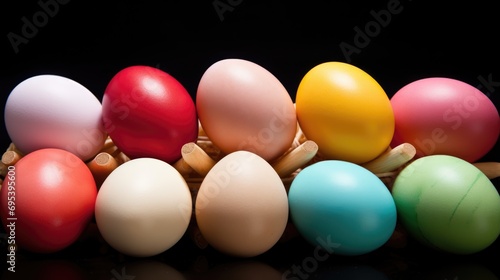 Easter holiday background. Easter holding colorful eggs