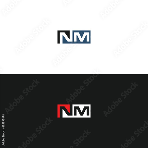 NM logo. N M design. White NM letter. NM, N M letter logo design. Initial letter NM linked circle monogram  logo, NM letter logo vector design.  logo photo