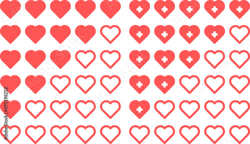 Icon sign rating of love,silhouette of hearts, vector rating heart