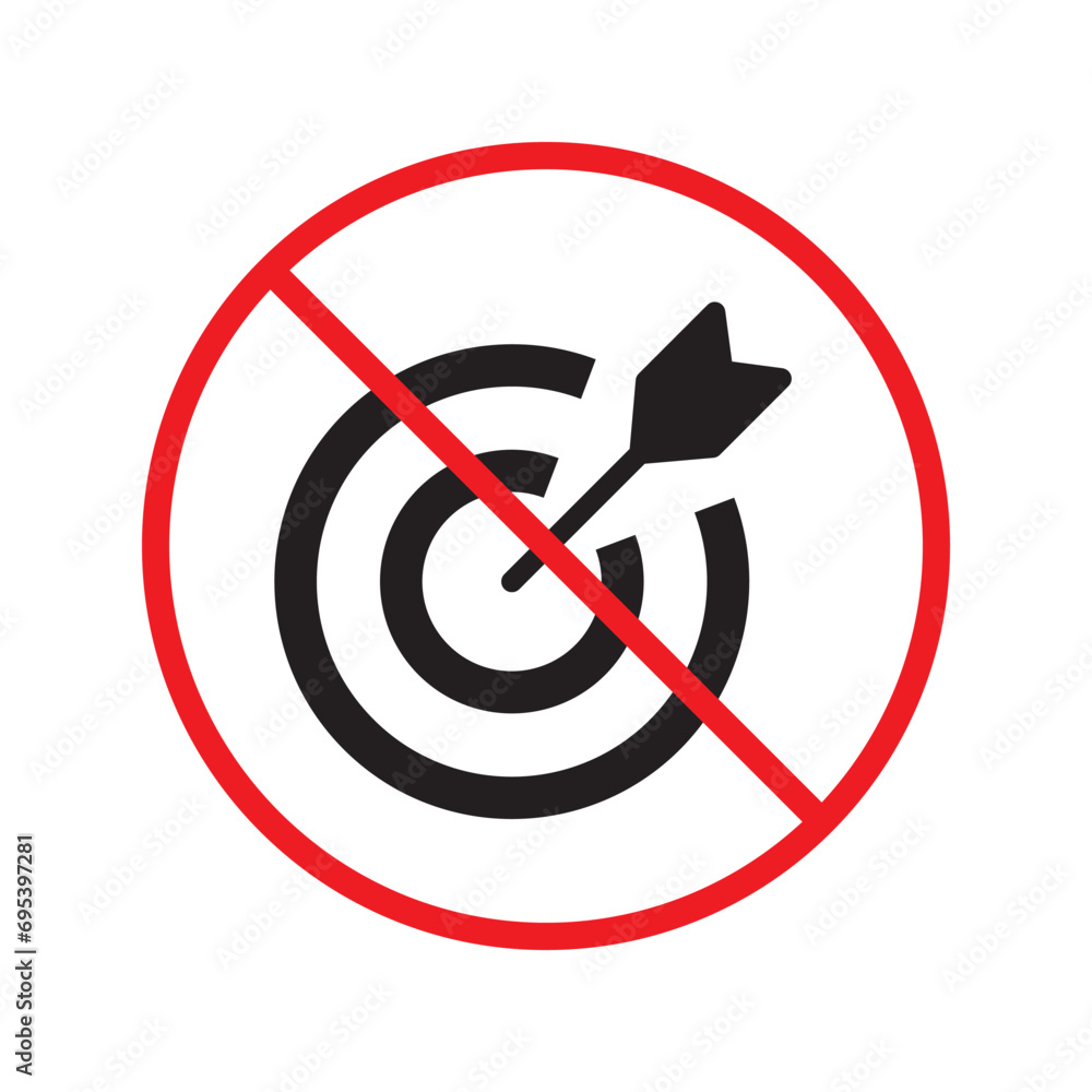 Prohibited aiming vector icon. No aim icon. Forbidden aim icon. Warning, caution, attention, restriction, danger flat sign design. Target symbol Prohibited aiming vector icon. No aim icon. Forbidden aim icon. Warning, caution, attention, restriction, danger flat sign design. Target symbol