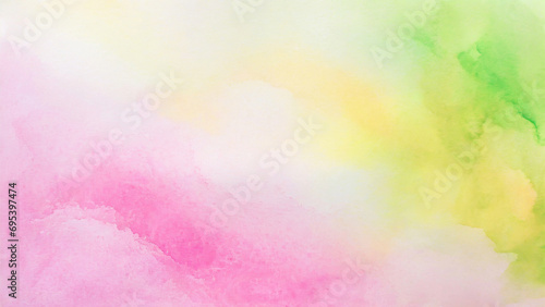 Abstract yellow, pink and yellow green watercolor splash background