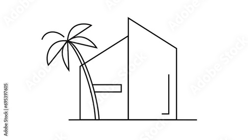 House modern Scandinavian line drawing