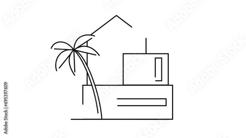 House modern Scandinavian line drawing