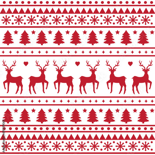 Seamless Scandinavian pattern for Christmas and New Year for winter hat, ugly sweater, jumper, paper or other designs.