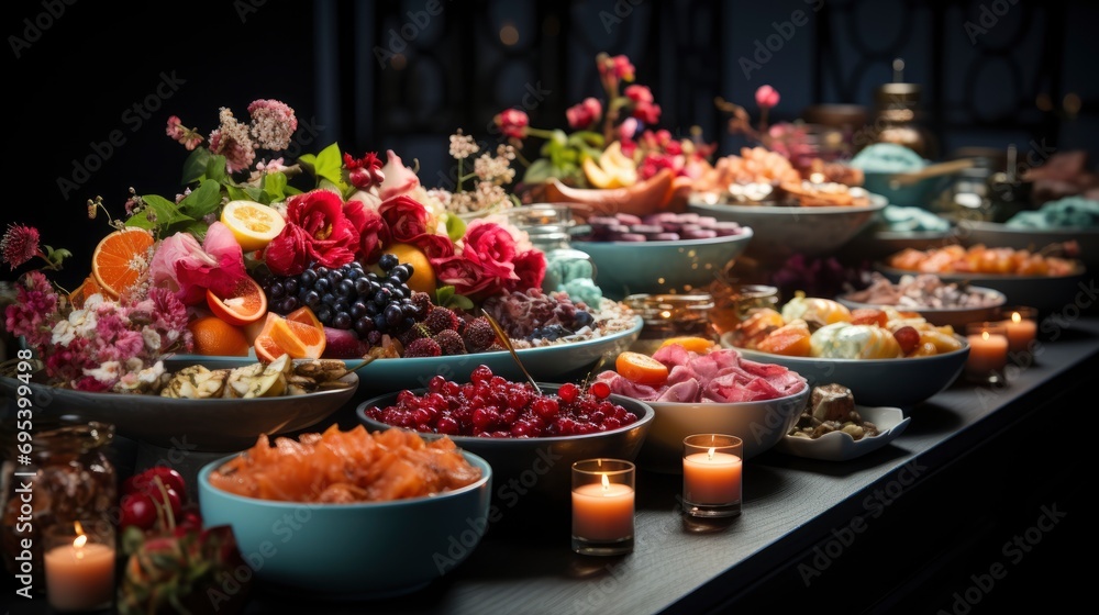 Table Food Reception Guests Festive Design, Background HD, Illustrations