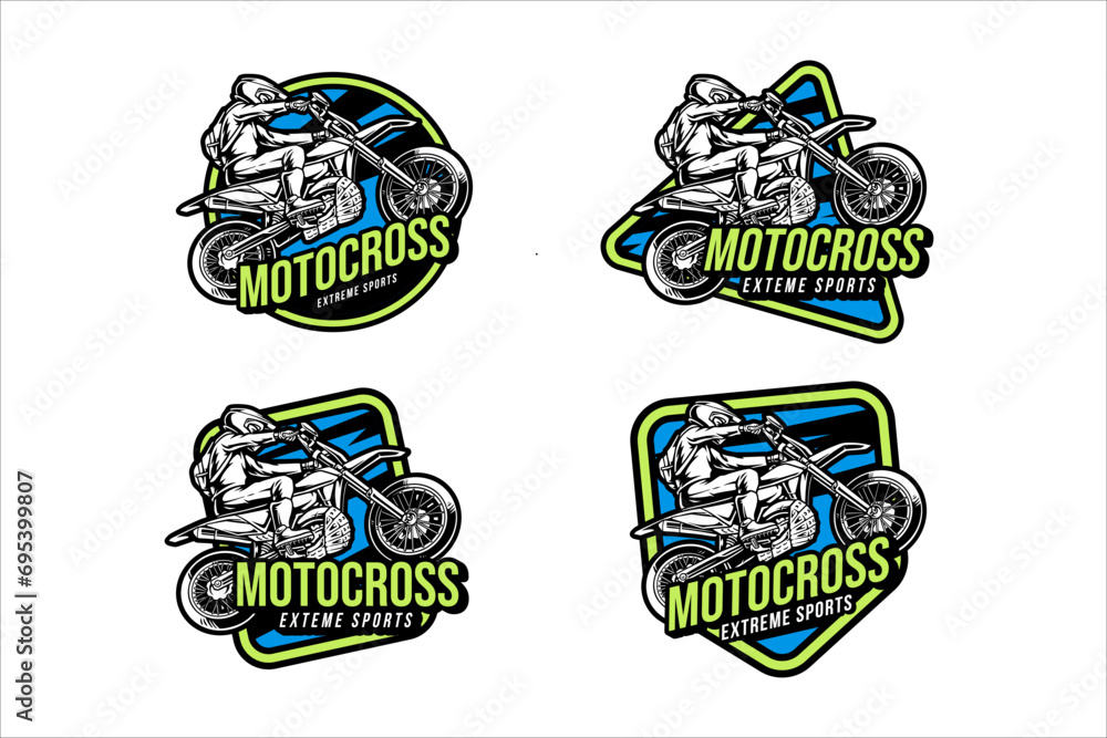 Obraz premium super moto standing badge logo design set collection for sport and adventure
