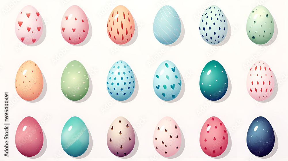 set of colorful easter eggs on white background set of colorful easter eggs on white background