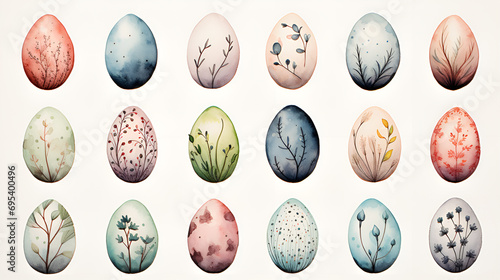 set of easter eggs on a white background