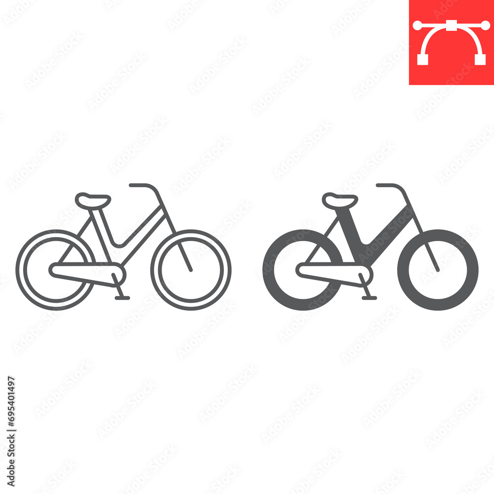 Fototapeta premium Bicycle line and glyph icon, transportation and vehicle, bike vector icon, vector graphics, editable stroke outline sign, eps 10.