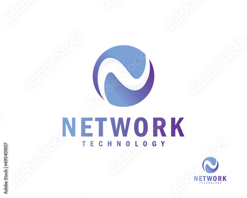 network logo creative design concept globe connect world technology digital