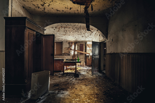 The abandoned mill with living rooms and laboratory.