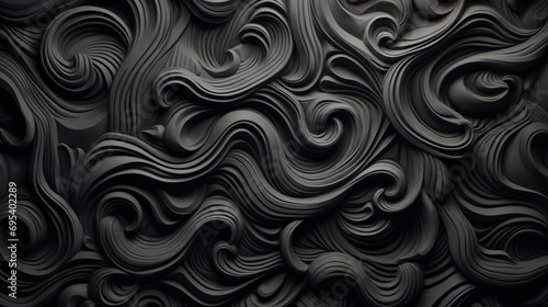 Fond d'un mur noir, gris anthracite, texture, matière, ornements. Ambiance sombre. Arrière-plan pour conception et création graphique.