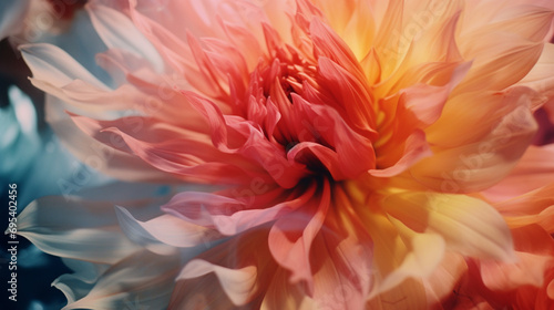 Close-up abstract image capturing the play of vibrant petals  forming a kaleidoscope of color and movement.
