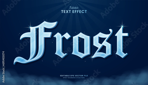 decorative frost blue editable text effect vector design
