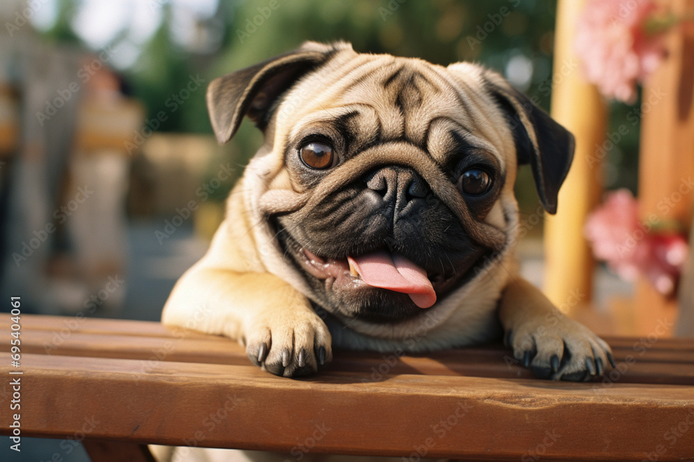 A playful pug showcasing its charming personality and endearing features, adding a touch of humor and warmth to visual designs.
