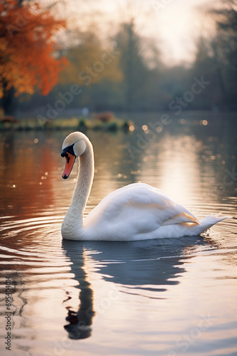 A serene and sophisticated portrait of a swan, capturing the grace and tranquility of these beautiful birds for refined visual concepts.