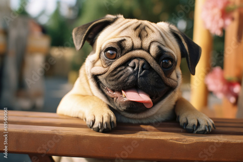 A playful pug showcasing its charming personality and endearing features, adding a touch of humor and warmth to visual designs. © Oleksandr