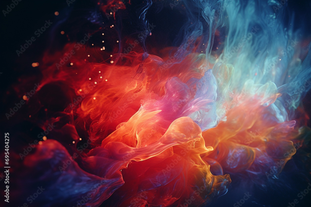 A fusion of abstract elements resembling the alchemy of auroras, using radiant colors and fluid forms to convey a sense of mystical transformation.