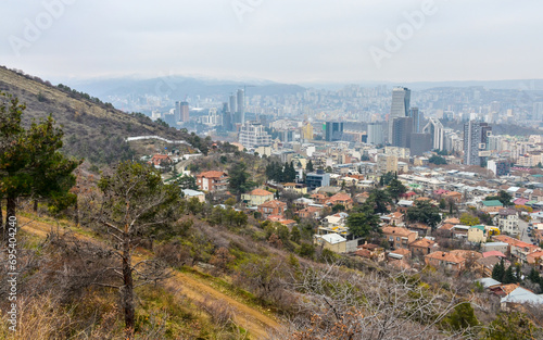 Vake neighborhood scenic view from Turtle Lake (Kus Tba) trail in Tbilisi, Georgia  photo