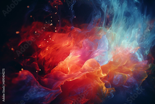 A fusion of abstract elements resembling the alchemy of auroras, using radiant colors and fluid forms to convey a sense of mystical transformation.