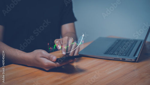 Business analyzing forex trading graph financial data. Business finance background.business finance technology and investment concept. Stock Market Investments Funds and Digital Assets.