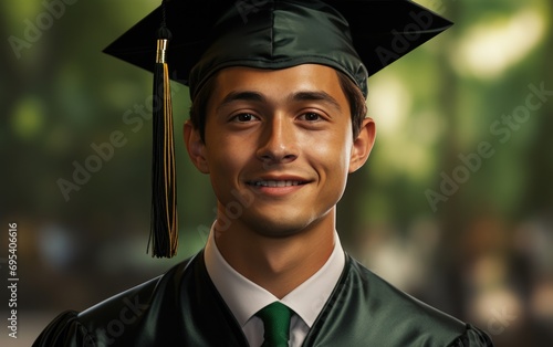 smiling graduate man in a cap and gown