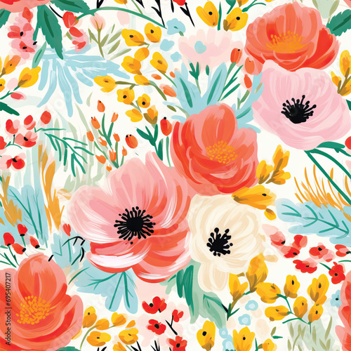 vector hand drawn abstract floral pattern