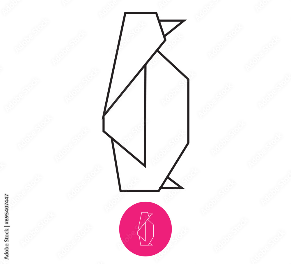 Origami penguin.Penguin paper origami vector. Origami penguin.Penguin paper origami vector.