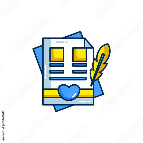 Marriage certificate colored icon