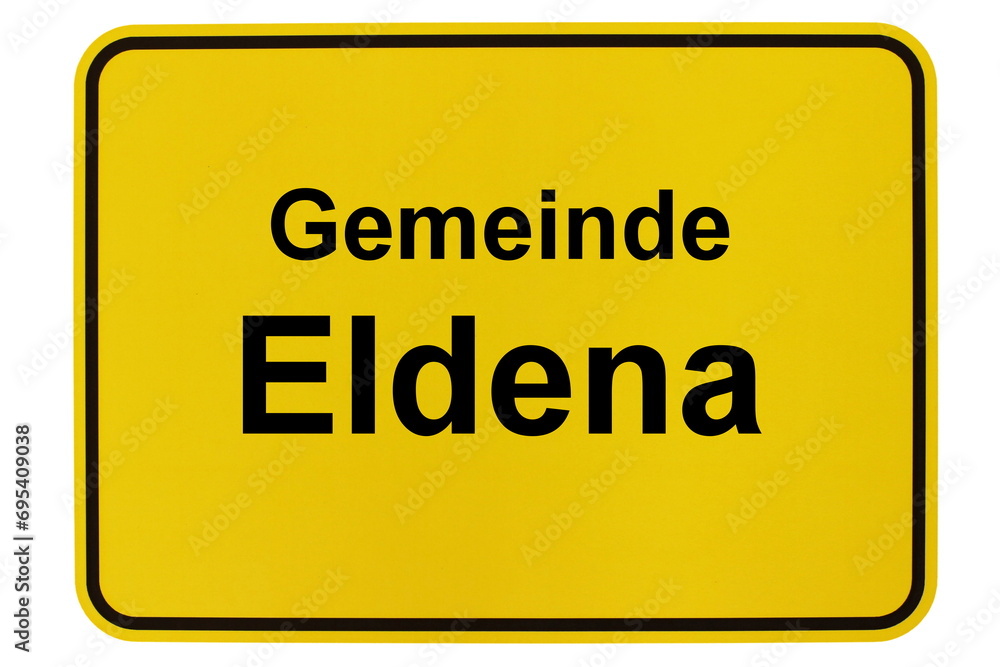 Illustration eines Ortsschildes der Gemeinde Eldena in Mecklenburg-Vorpommern