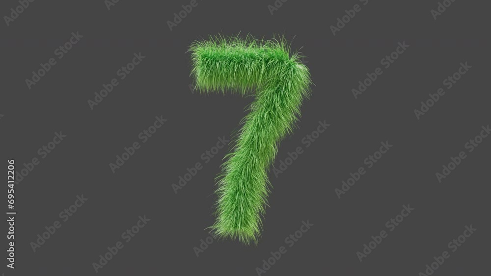 3D animation green grass Number 7, isolated beautiful number of green grass blowing in the wind, 3D rendering, RGB Alpha, UHD 4K 3D animation green grass Number 7, isolated beautiful number of green grass blowing in the wind, 3D rendering, RGB Alpha, UHD 4K