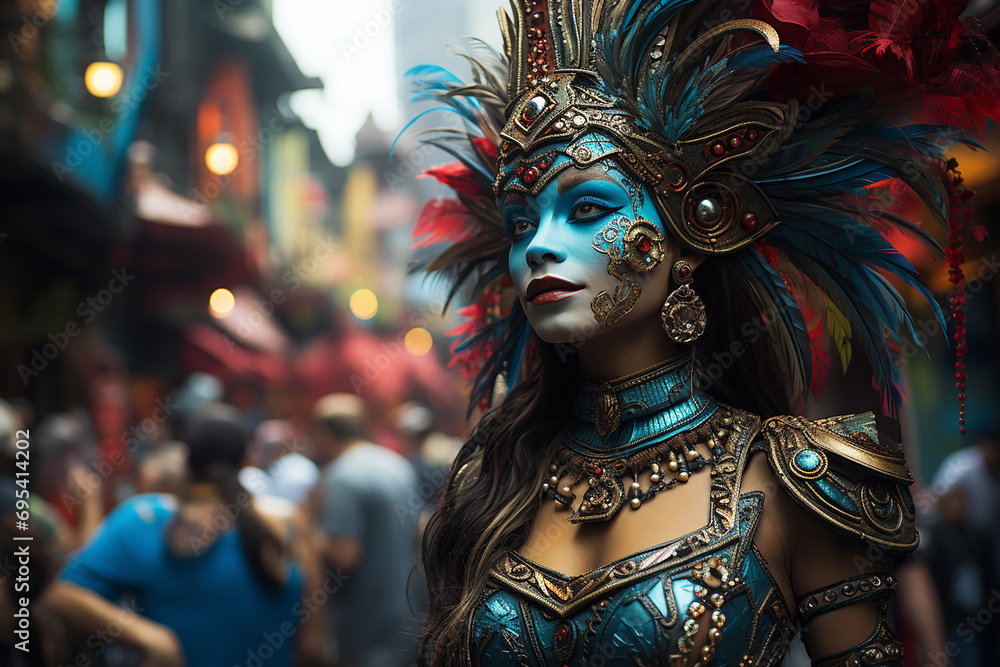 Generative AI - A beautiful girl at the carnival in Rio de Janeiro Generative AI - A beautiful girl at the carnival in Rio de Janeiro