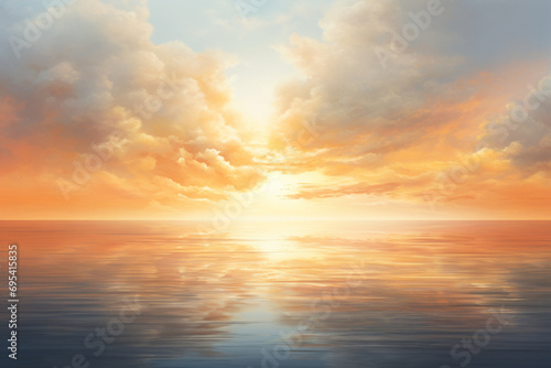 Contemporary, abstract rendering of a sunrise over the ocean. © Oleksandr