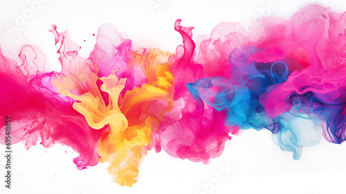 Colorful Ink Clouds Merging, Abstract Artistic Explosion
