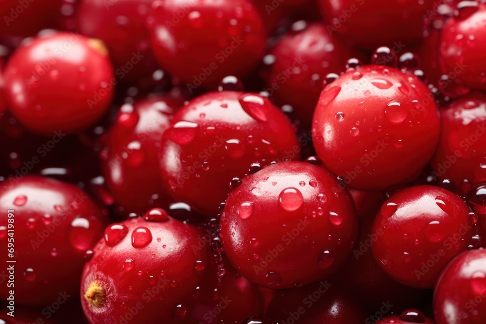 a close up of a bunch of cherries with drops of water on the top of the cherries and the bottom of the cherries on the bottom of the cherries. a close up of a bunch of cherries with drops of water on the top of the cherries and the bottom of the cherries on the bottom of the cherries.