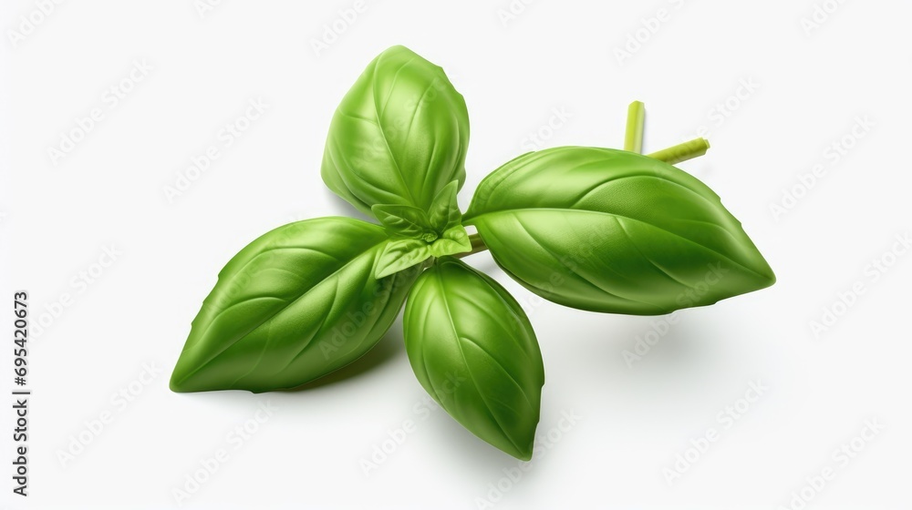 Basil on white background dry and fresh leaves. Ai generative Basil on white background dry and fresh leaves. Ai generative