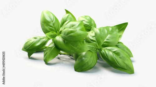 Basil on white background dry and fresh leaves. Ai generative