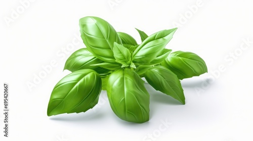 Basil on white background dry and fresh leaves. Ai generative
