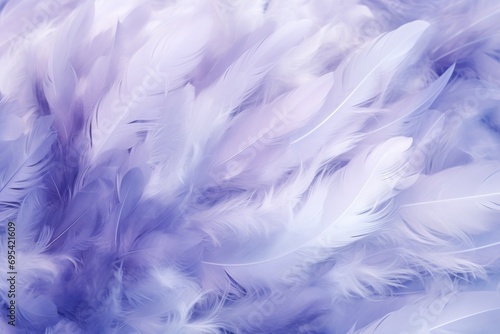  a close up of a bunch of white feathers on a blue and white background with a blurry image of the feathers of a bird in the foreground of the foreground.