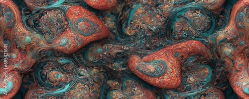 a very colorful pattern of hearts