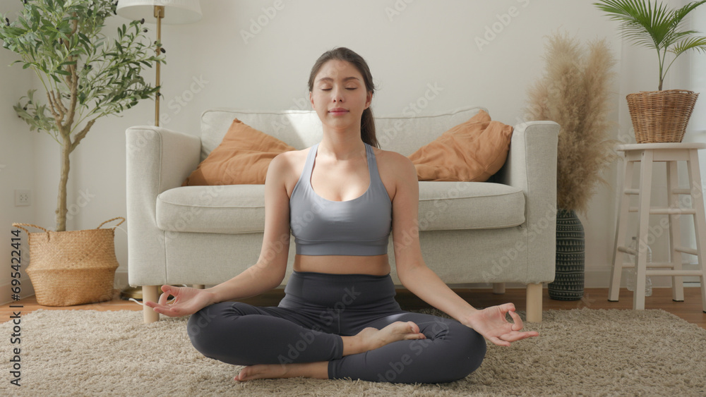 Meditative Yoga Session in a Peaceful Home Environment Meditative Yoga Session in a Peaceful Home Environment