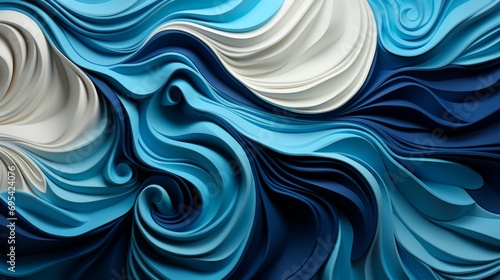 An ethereal masterpiece of swirling blue and white fractals, capturing the essence of abstract art in a hypnotizing display of movement and tranquility photo