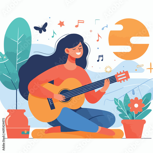 illustration of someone playing the guitar. flat design