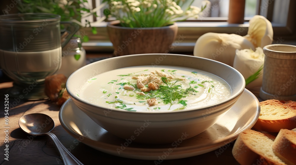 Jerusalem Artichoke Soup. Ai generative Jerusalem Artichoke Soup. Ai generative