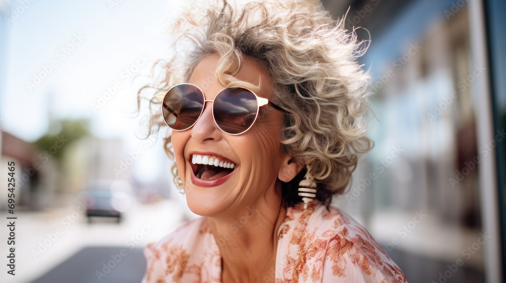 A laughing mature senior woman. Ai generative A laughing mature senior woman. Ai generative